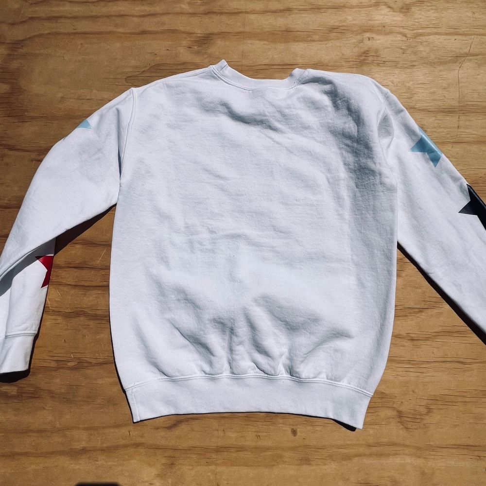 Gildan Ole Miss Rebels Sweatshirt White Small Stars Sleeve Crewneck Heavy Blend - Picture 6 of 8